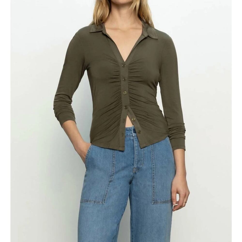 $79 New Sanctuary Daydreamer Knit Shirt - green olive - Small